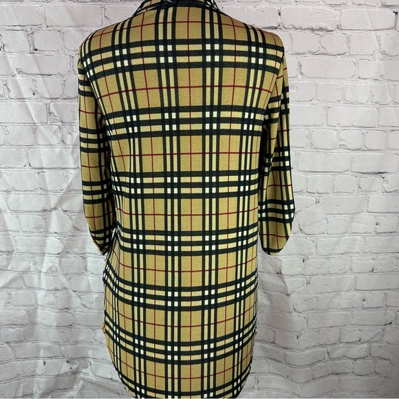 NWT boutique classic tartan plaid check tunic blouse mandarin collar classic - Picture 3 of 10